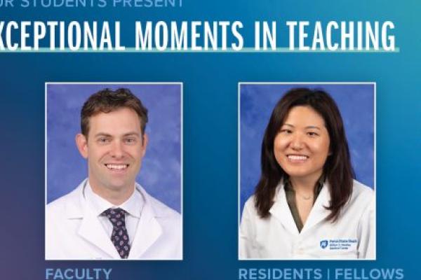 Portraits of Seth Pantanelli, MD, MS, faculty member, and Chen Song, MD, fellow, honored for Exceptional Moments in Teaching