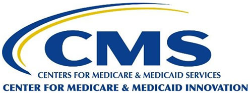 CMS logo featuring large letters ‘CMS’ with two curved lines above them, and the text ‘Centers for Medicare & Medicaid Services’ and ‘Center for Medicare & Medicaid Innovation’ below.