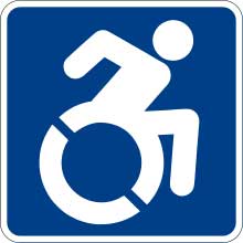 the International Symbol of Access that is a stylized image of a person in a wheelchair.