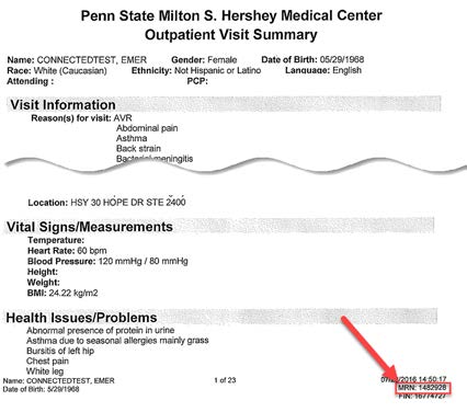 Outpatient Visit Summary example