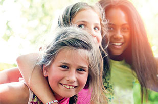 A group of pre-teen girls outdoors