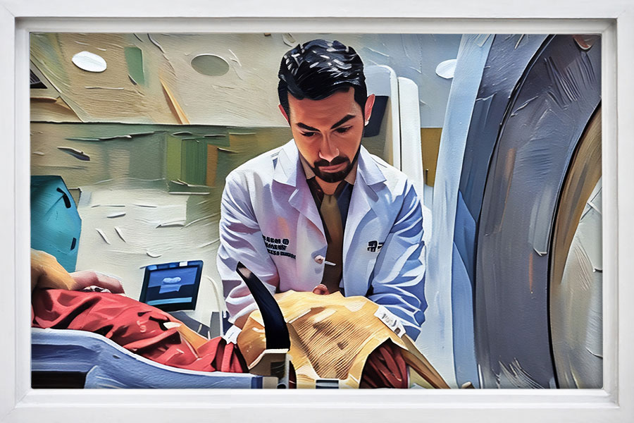 A painted image of Dr. Sean Mahase.