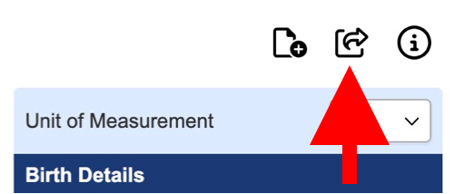 Screen capture of where to find the icons to share and save the chart. 