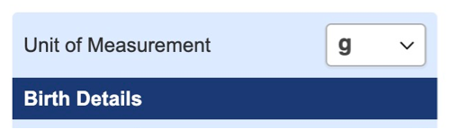Screen capture of editing unit of measurement entry, described in the text above this image.