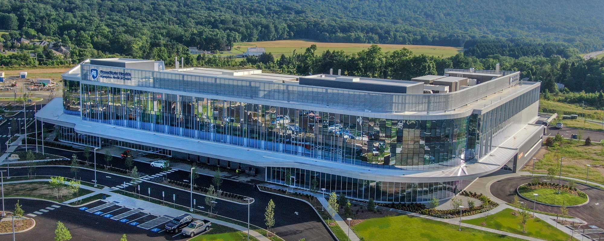 Aerial view of Hampden Medical Center building.