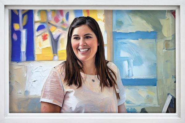 A painting of practice site manager Leah Holmberg.