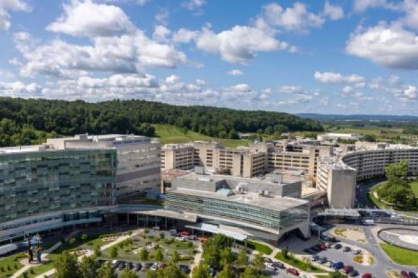 Aerial view of the Penn State Health Milton S. Hershey Medical Center campus.