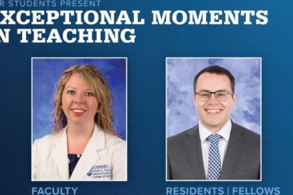 Portraits of Alyssa Anderson, MD (faculty), and Scott Tucker, MD, PhD (resident), are shown next to the words Exceptional Moments in Teaching.