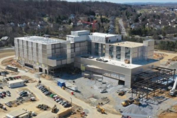 A photo of Penn State Health Lancaster Medical Center, currently under construction