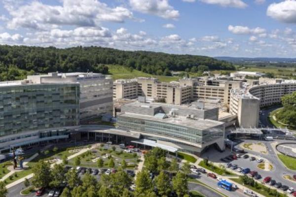 An aerial photo of the Penn State Health Milton S. Hershey Medical Center campus.