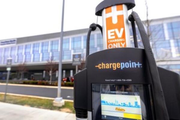 The EV charging station at Penn State Health Hampden Medical Center.