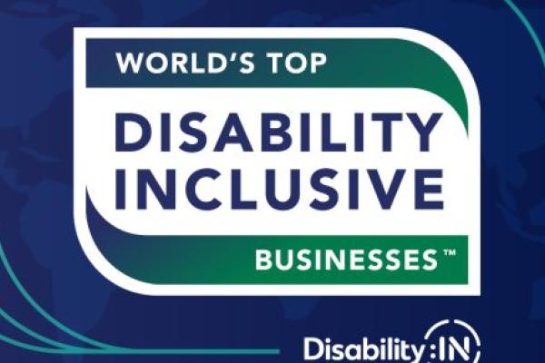A graphic reading: “World’s Top Disability Inclusive Businesses | Disability:IN”