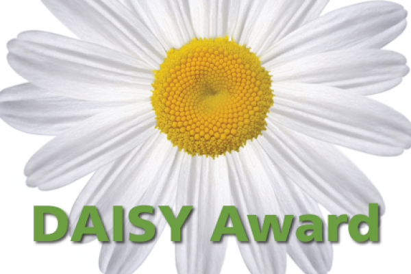 An image of a daisy is superimposed with the words "DAISY Award."