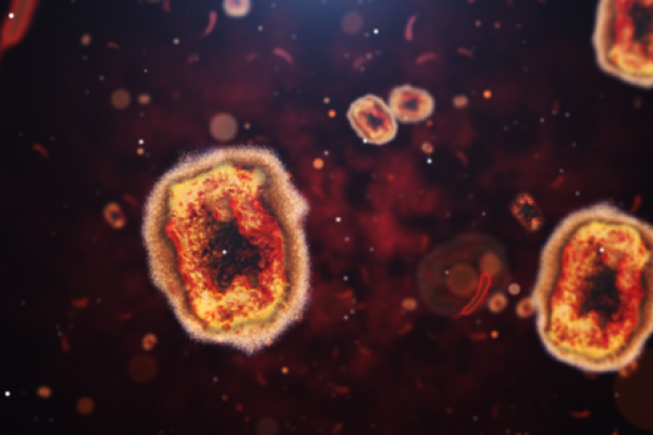 A visual, microscopic depiction of monkeypox viruses.