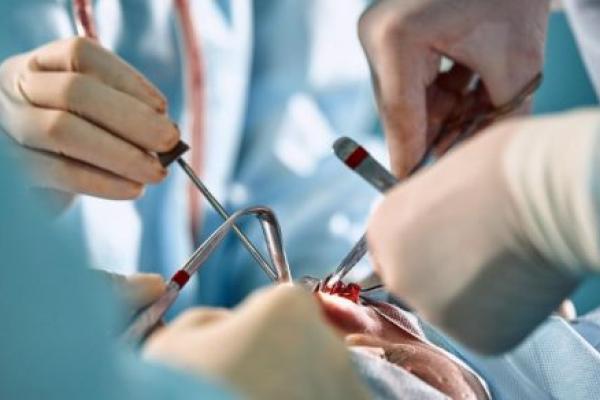 Close-up image of a facial surgery