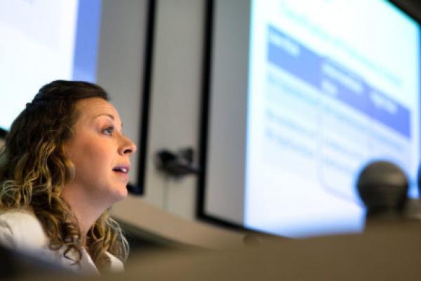 Lisa Domaradzki, a Pulmonary/Critical Care Medicine Fellow, gives an oral presentation at Resident and Fellow Research Day 2019 at Penn State College of Medicine.